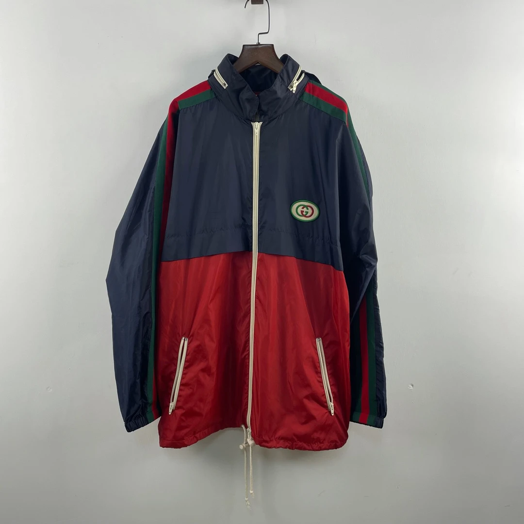 95新 GUCCI/古驰 拼色双G冲锋衣/48码CL01990