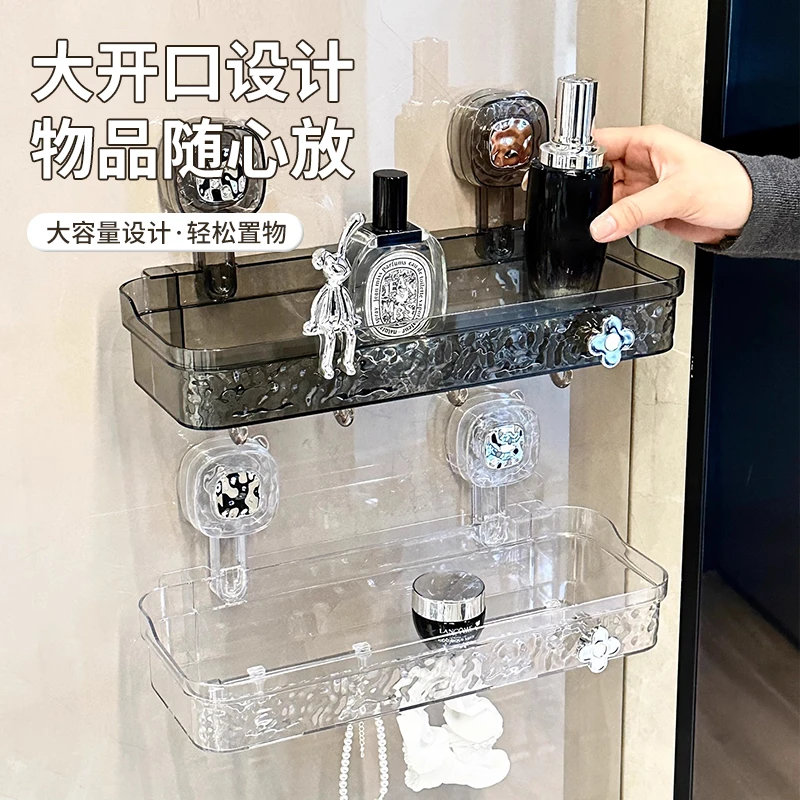 卫生间吸盘置物架厕所洗漱台强力免打孔壁挂式架子浴室墙上收纳盒