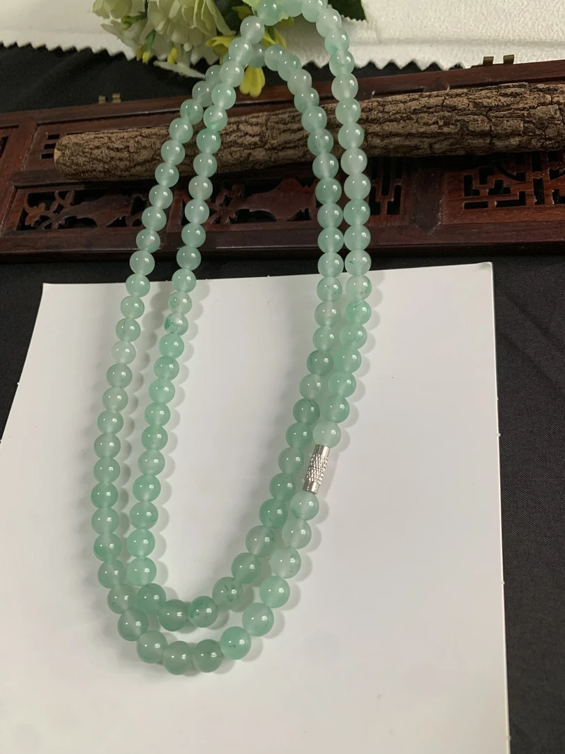 非洲翠独龙玉珠串项链毛衣挂