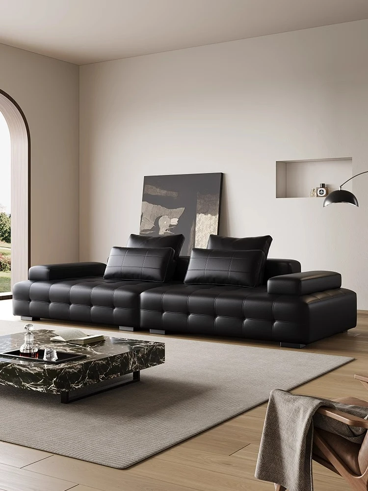 劳伦斯沙发意式极简大平层轻奢客厅直排组合横厅模块设计真皮沙发