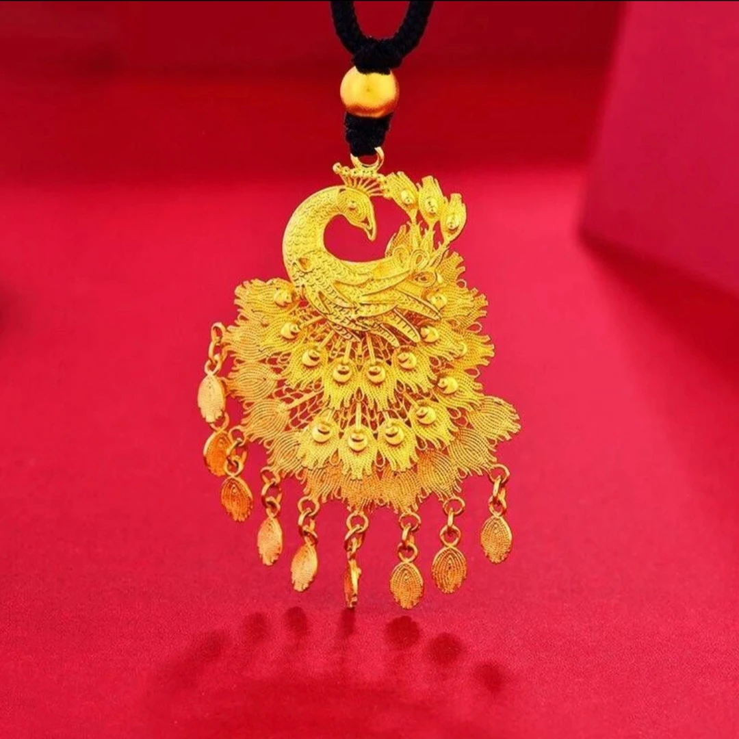 古法孔雀开屏大吊坠女 婚庆民族风