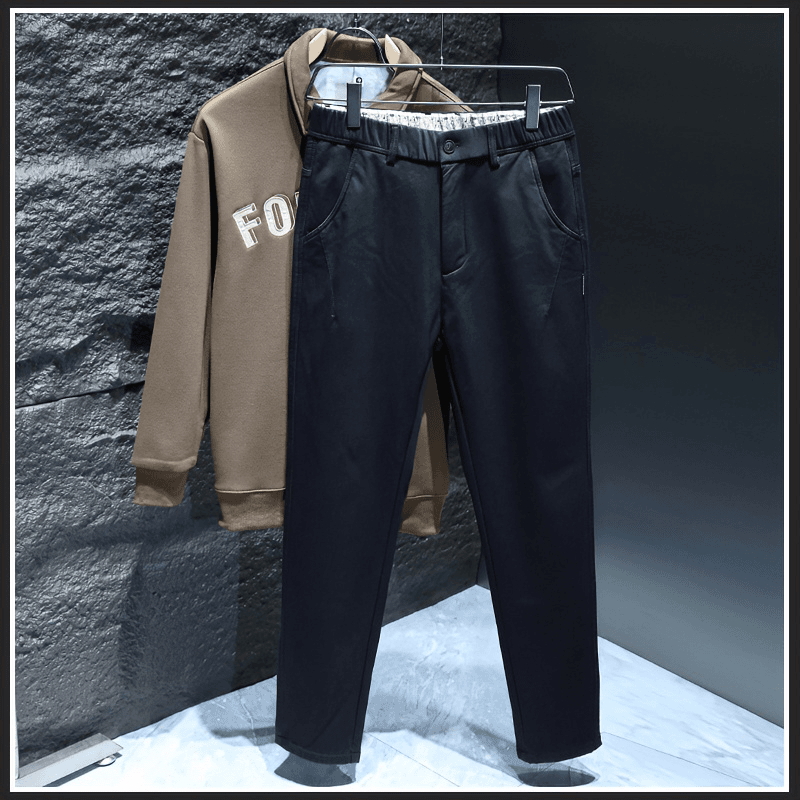 轻商务保暖休闲裤男士2023冬季新品加绒加厚长裤上班族西裤子男装