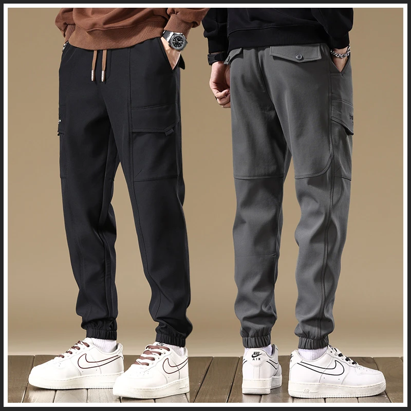 加绒加厚休闲裤男士工装束脚裤秋冬季新款韩版御寒保暖长裤子男装