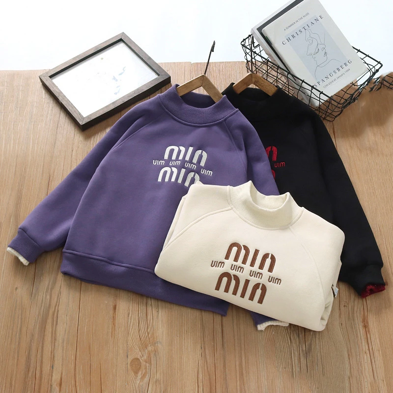 冬款一体绒男童冬季加绒加厚卫衣儿童打底上衣男孩冬装内搭潮酷