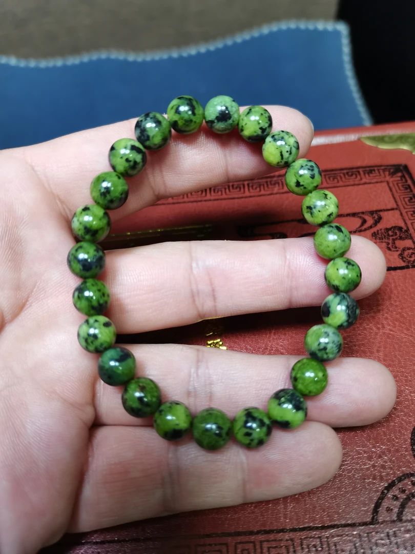 非金属仿珍珠手链 西藏药王石藏玉精品高档能量养身西瓜绿卡8手串