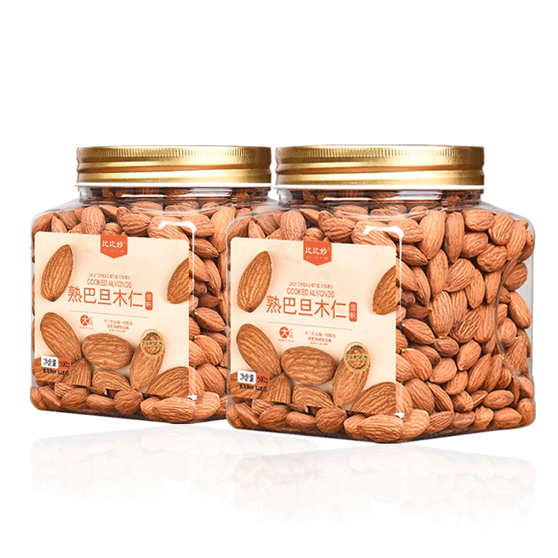比比妙新货熟巴旦木仁500g*2罐装熟杏仁扁桃仁坚果炒货零食酥脆