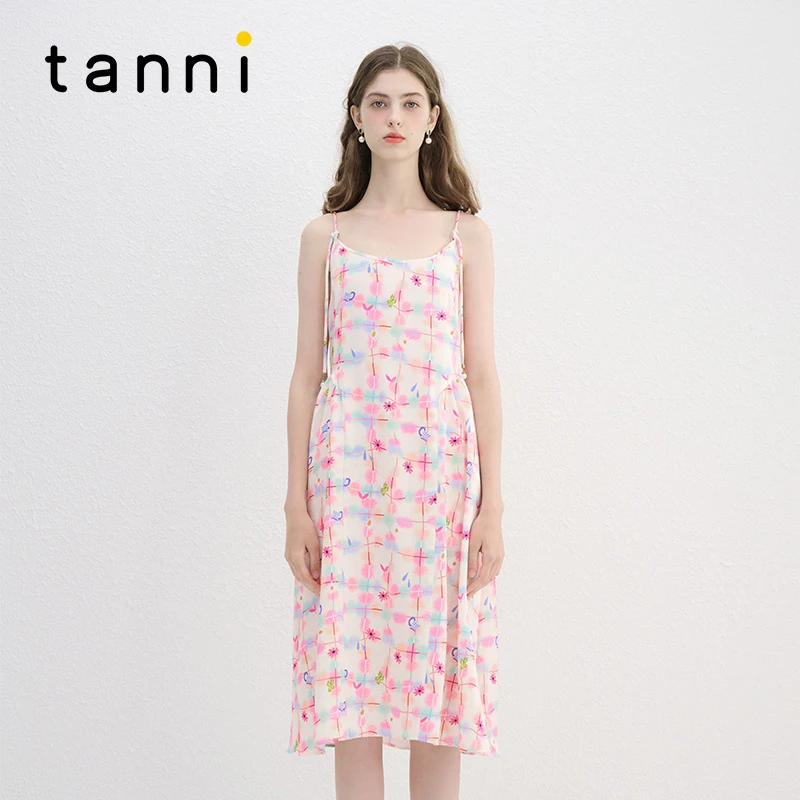 tanni2024春夏新款出游氛围感法式浪漫度假吊带连衣裙TN11DR152A