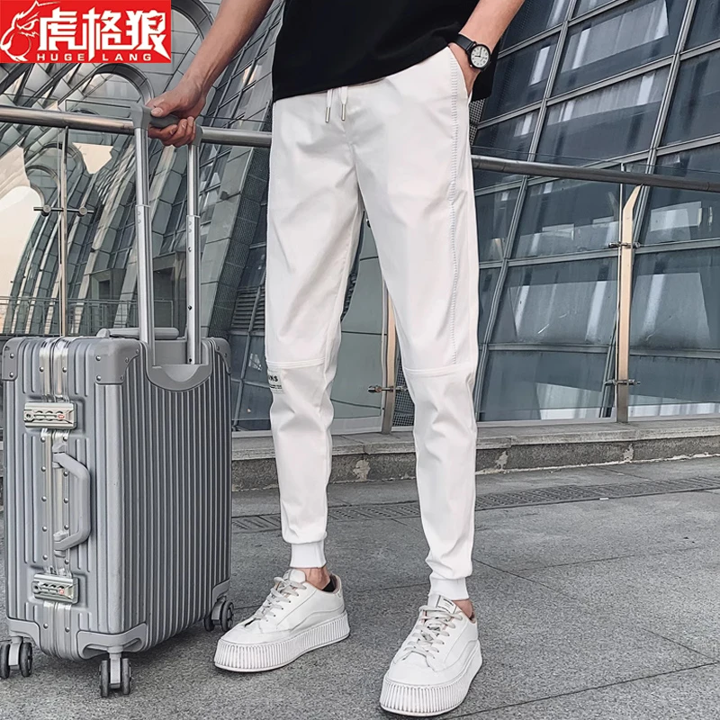 白色裤子成熟稳重男装夏季显瘦休闲薄款长裤痞帅束脚工装裤潮牌裤