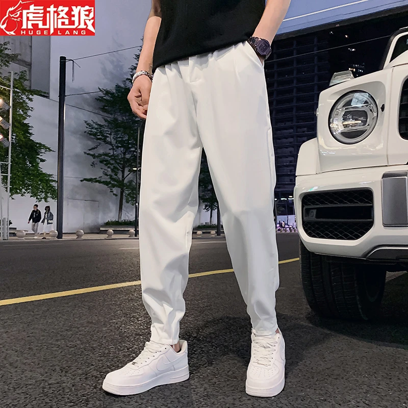 西裤白色裤子男夏季束脚裤痞帅高级感宽松男士休闲男裤潮流韩版裤