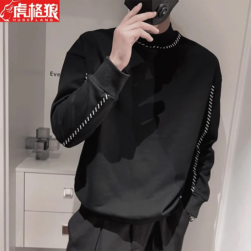 高级感套头男装卫衣长袖T恤男秋装2023春秋季痞帅内搭打底t有厚款