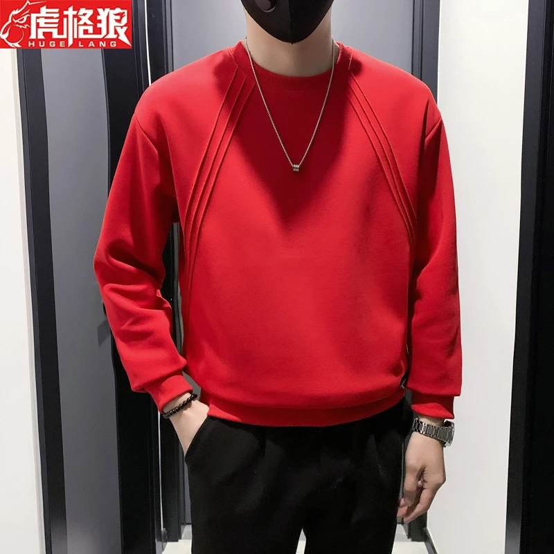 男士春秋款卫衣简约百搭长袖打底衫爆款T恤t圆领休闲装潮流套头衫