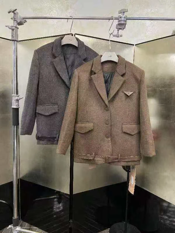 加棉带腰带西装款外套