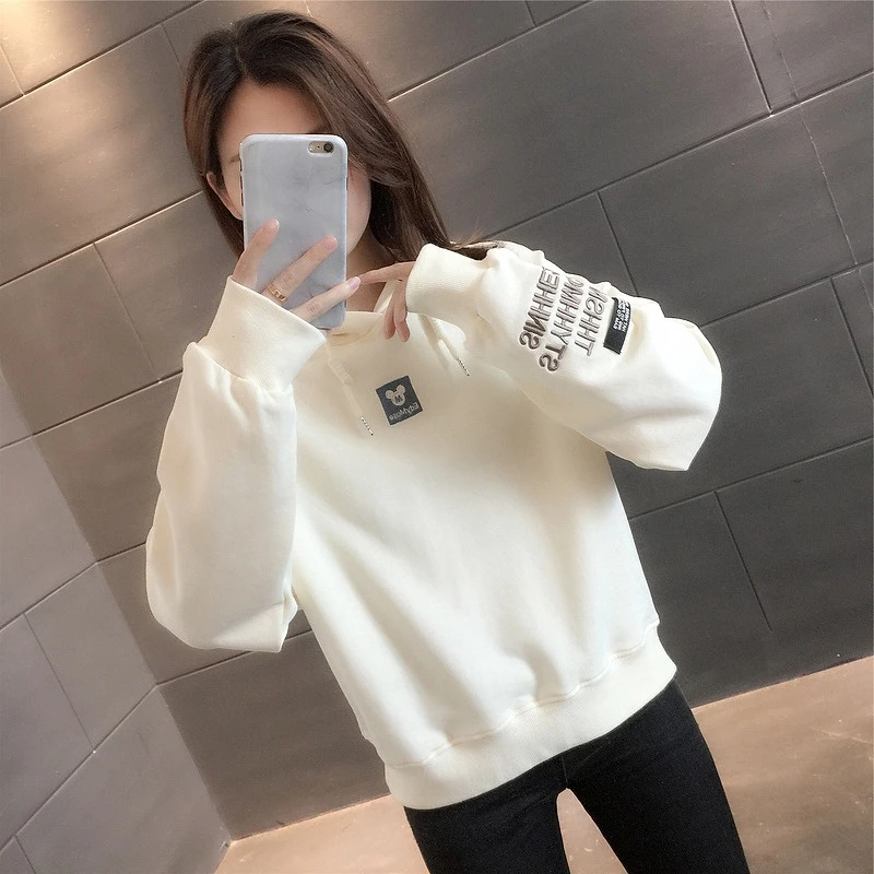 白色连帽卫衣女加绒加厚小个子外套2025秋冬新款时尚洋气休闲外套