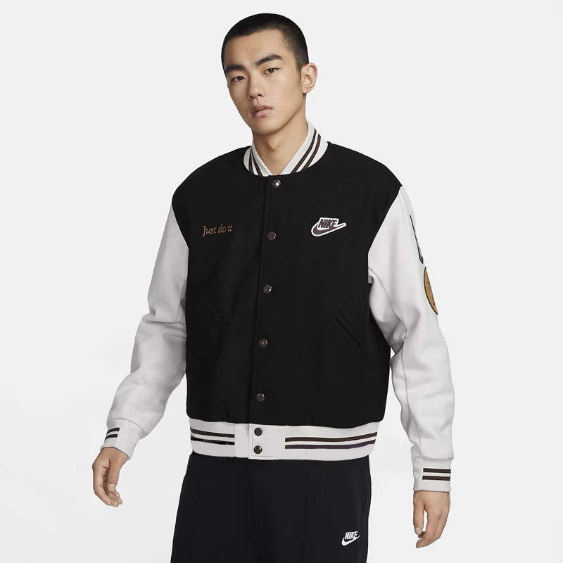 Nike耐克男子VARSITY运动休闲复古潮流拼接夹克外套FV4026-010
