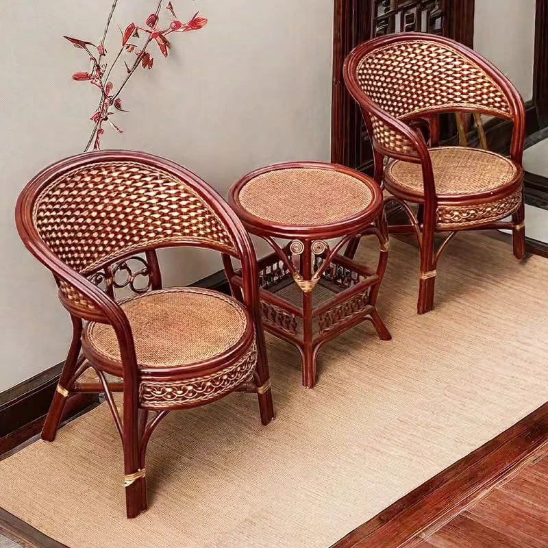 藤编椅茶几三五件组合夏凉阳台家用阳台家用阳台桌客厅茶桌椅单人