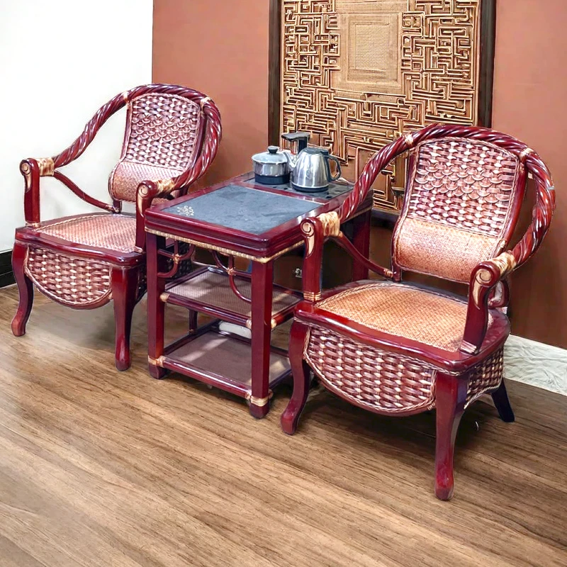 天然真藤椅三件套茶几阳台桌椅组合藤艺藤条椅藤编单茶桌椅人客厅