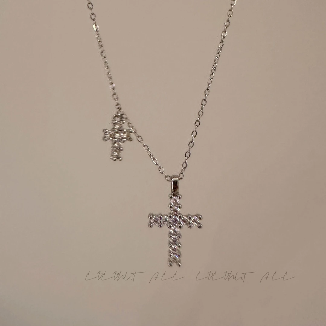 铜合金项链 高级感十字架锆石项链X360