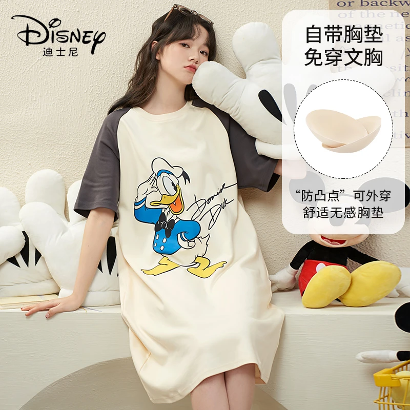 Disney/迪士尼夏季新款米奇套头睡裙睡衣胸垫舒适休闲家居服0018