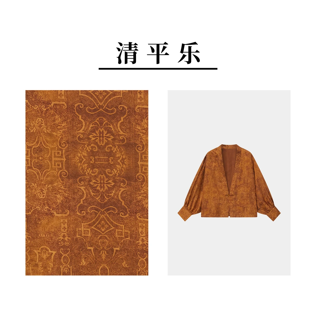 清平乐百分百香云纱印花罗马假日开衫蝙蝠衫复古宽松提花上衣