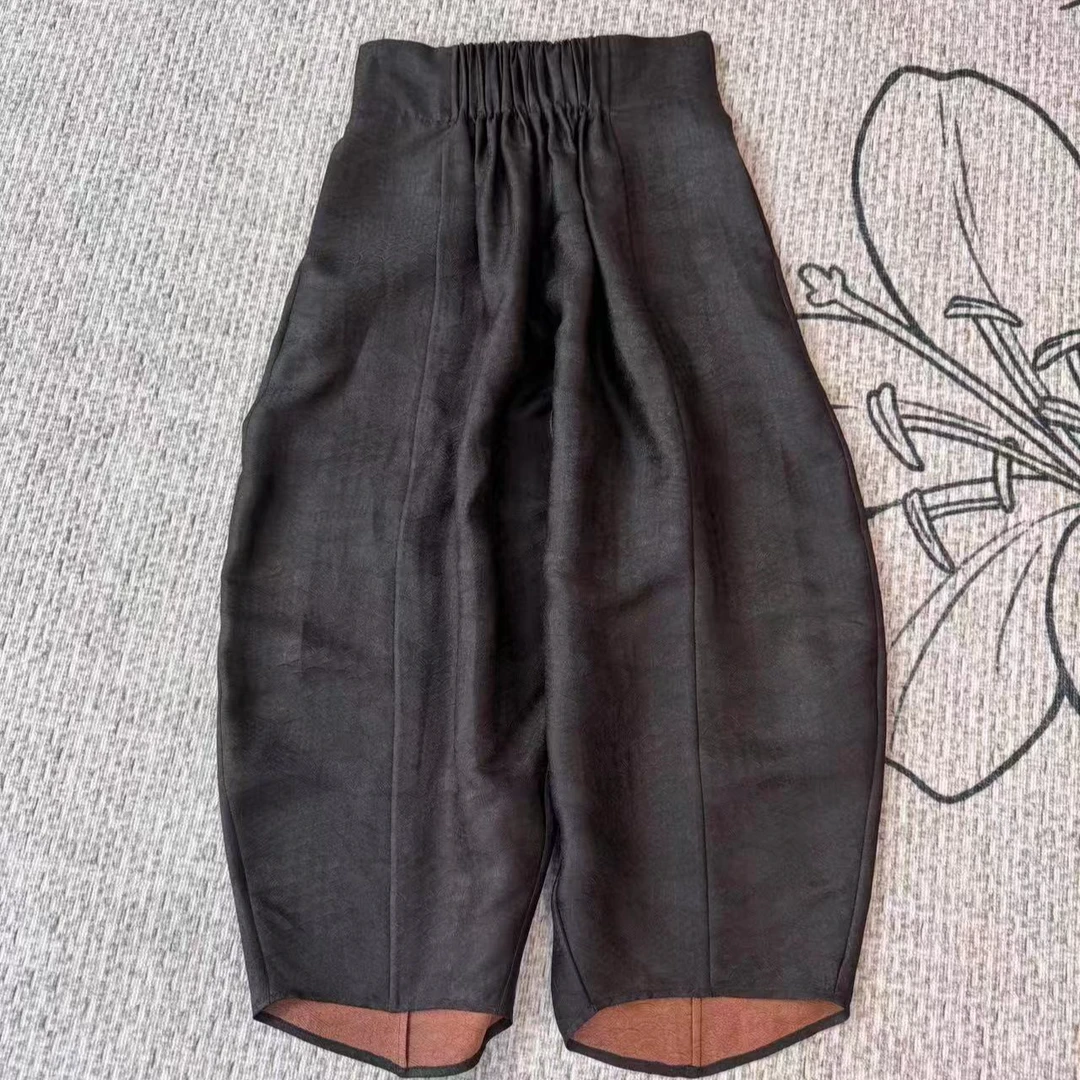 清平乐F625新款40姆米桑蚕丝过河泥香云纱宽松花苞裤