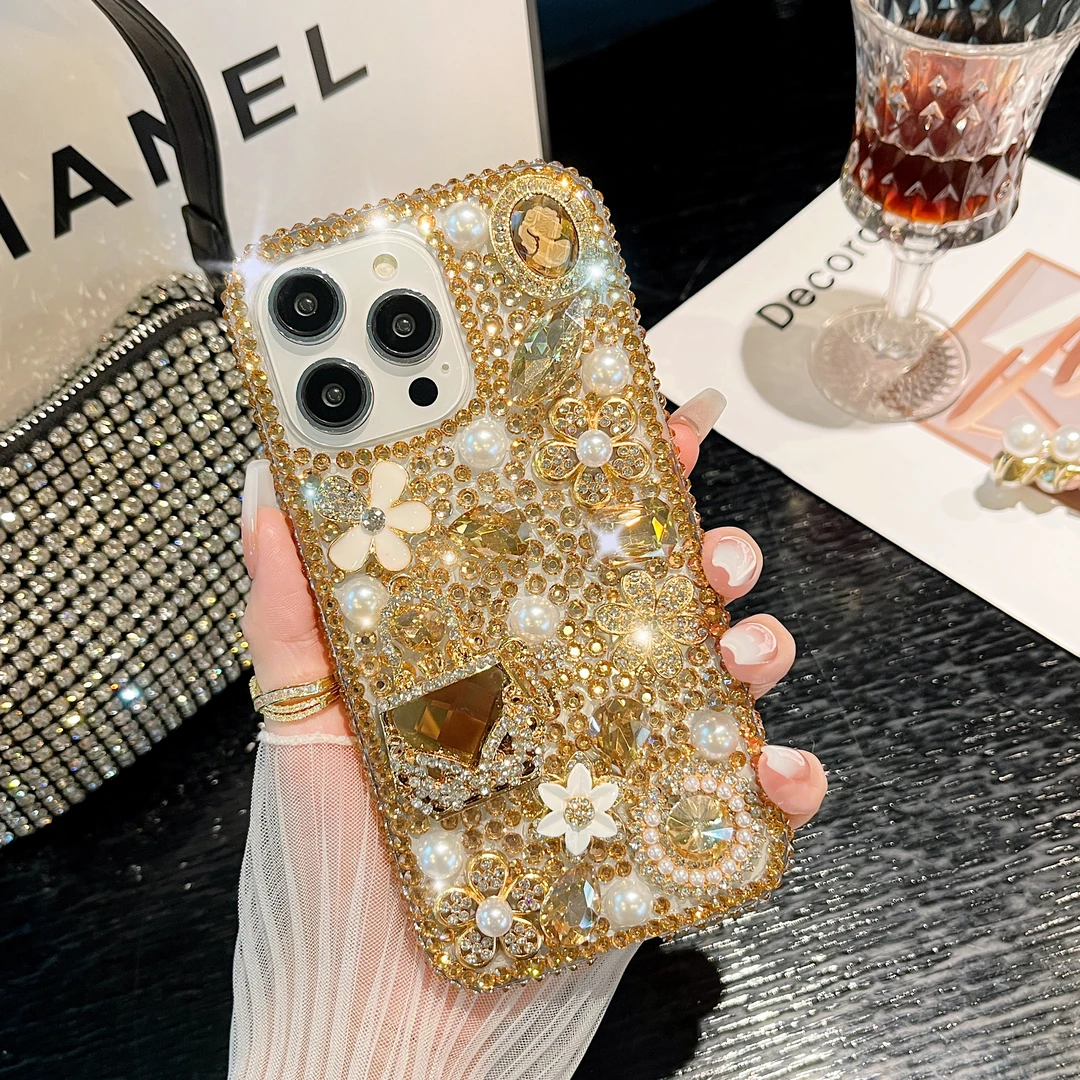 适用苹果/华为/vivo/OPPO手机壳满钻硅胶奢华高级防摔创意全包