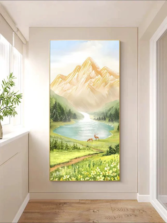 （新疆包邮）XG28日照金山入户玄关装饰画走廊过道挂画沙发落地画