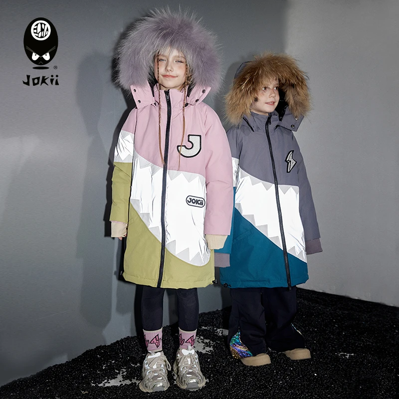 【24冬上新】潮牌童装『鲸跃』儿童反光羽绒服连帽洋气保暖男童女童酷