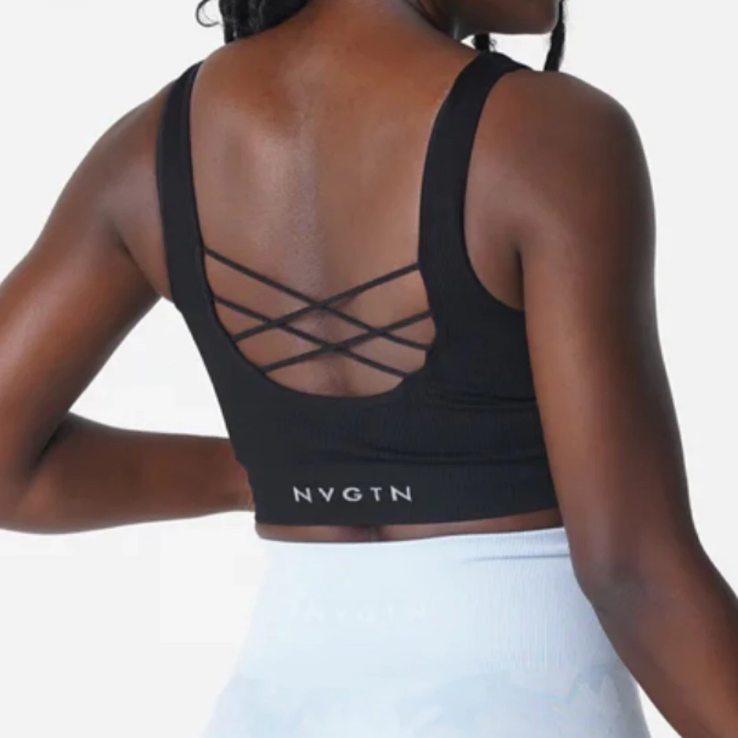 nv井字交叉背心细带竖条美背运动欧美