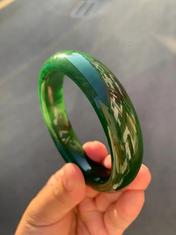 和田玉碧玉手镯红皮老料61/62口径