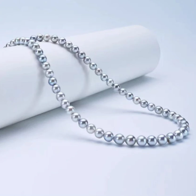 【毕业典藏】极光海水真多麻7-8mm时尚气质典雅珍珠项链带北大证