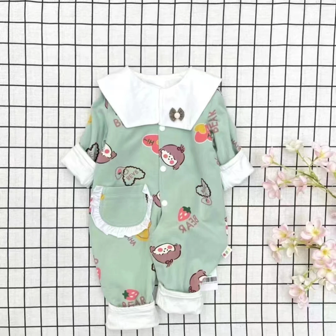 婴儿双层儿童宝宝连体衣保暖卡通幼儿春秋款款