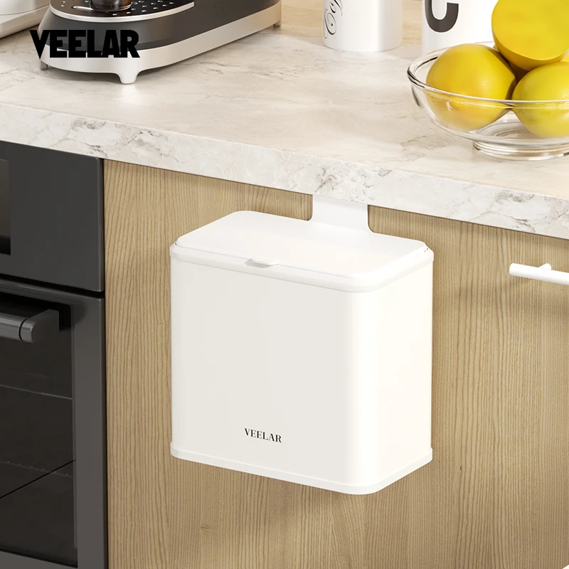 VEELAR厨房挂式垃圾桶不锈钢家用壁挂橱柜门卫生间免打孔厨余收纳