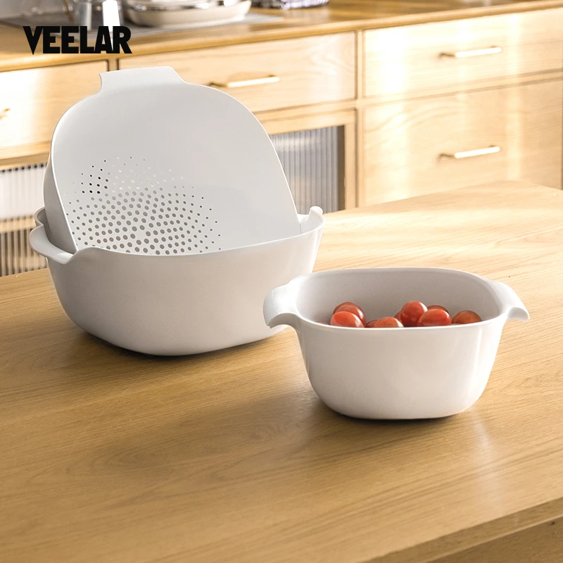 VEELAR洗菜盆沥水篮家用厨房双层洗菜篮子滤水淘菜盆客厅水果盘