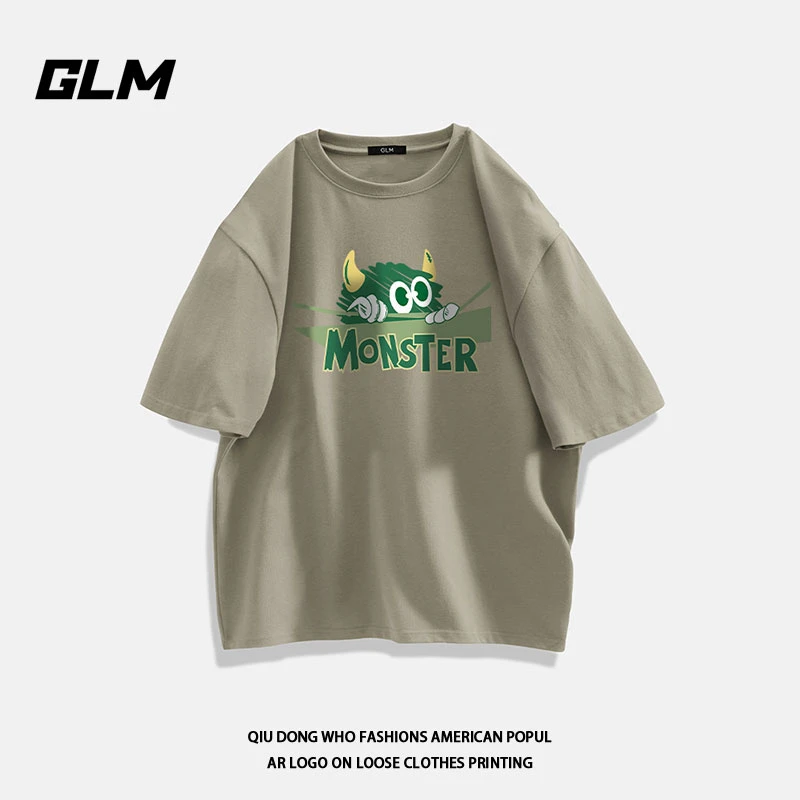 GLM小众男女t恤时尚美式宽松百搭休闲圆领潮流情侣装小众港风半袖