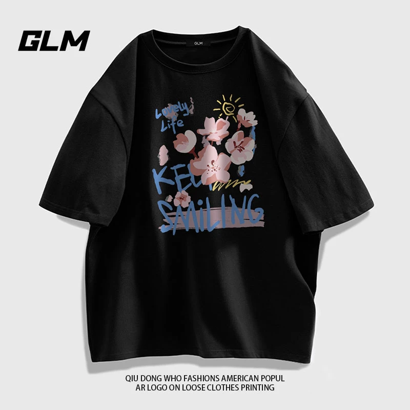GLM短袖T恤女潮流港风圆领百搭时尚情侣简约休闲夏季半袖上衣