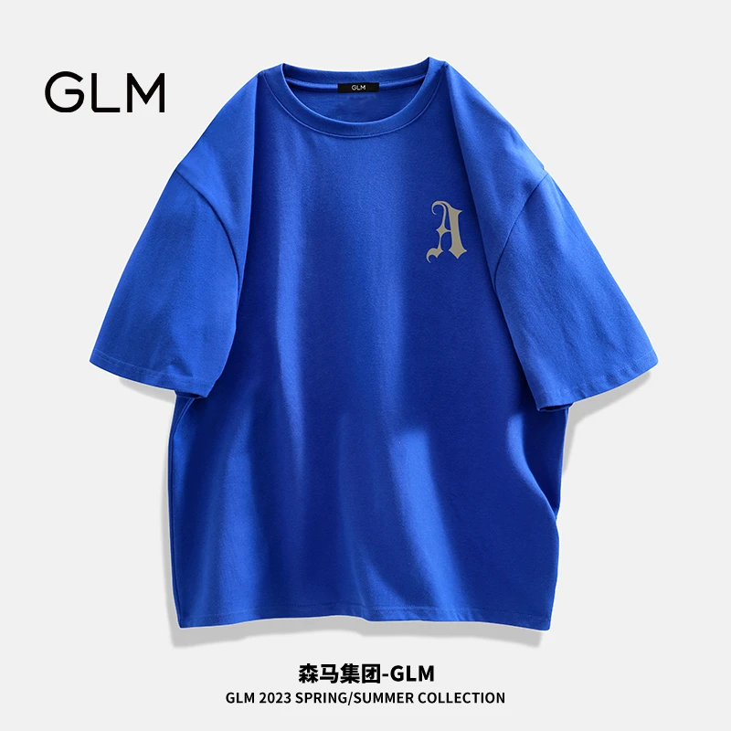 森馬集团品牌GLM简约短袖t恤男纯棉印花半袖青年时尚潮流百搭男t