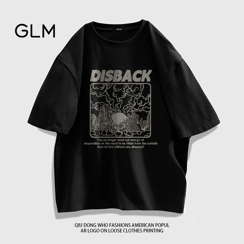 GLM男子潮流T恤2024夏季新款时尚休闲基础简约休闲纯棉百搭上衣t