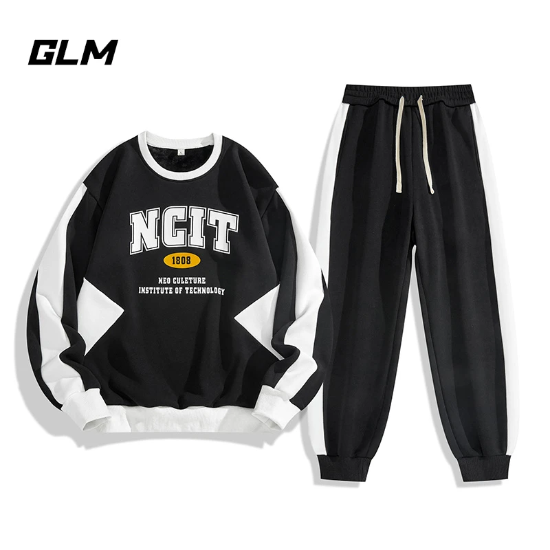 森馬集团品牌GLM男士运动套装潮牌宽松休闲衣服2023新款外套男女