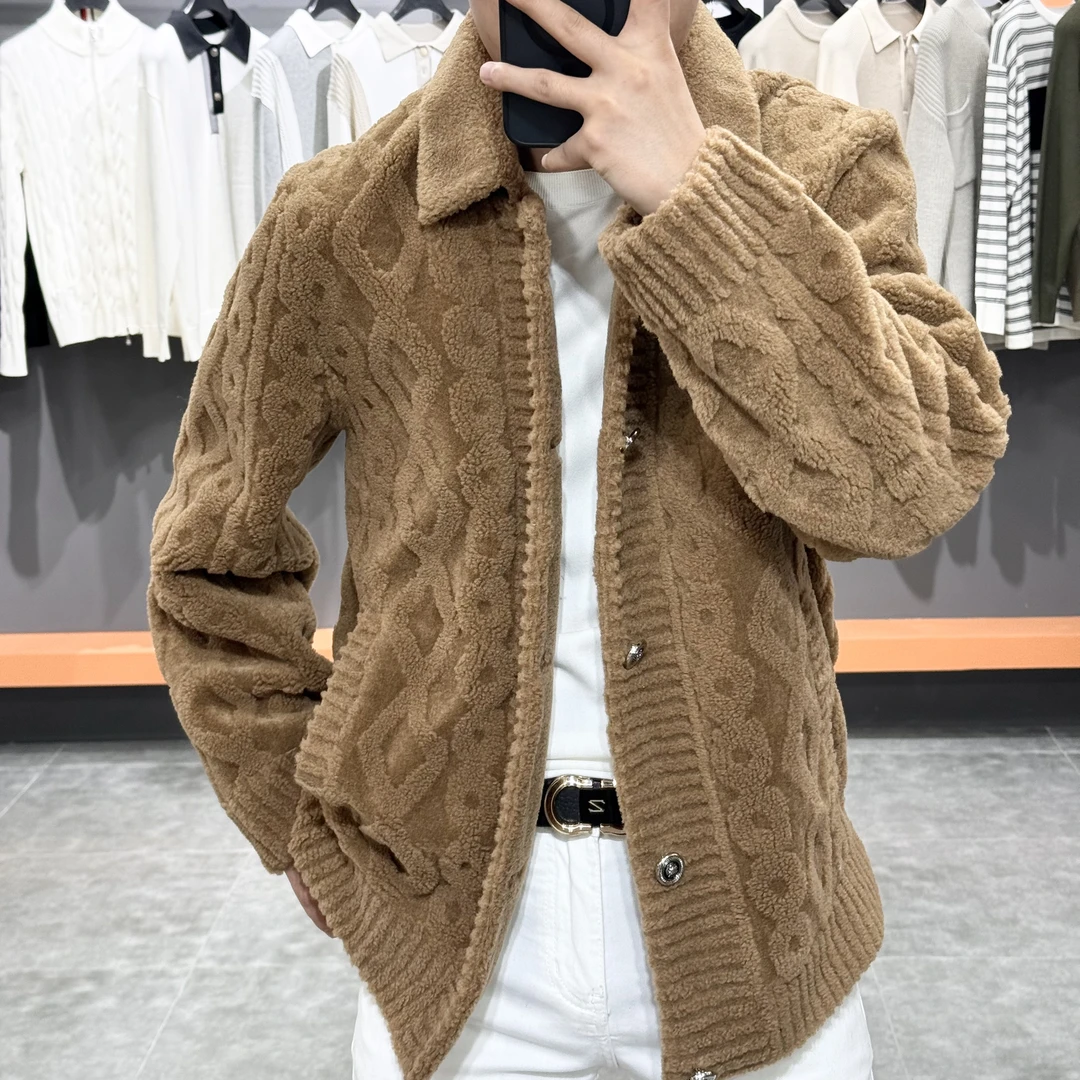 2025男士时尚轻奢翻领潮流韩版百搭休闲宽松加厚保暖外套62231