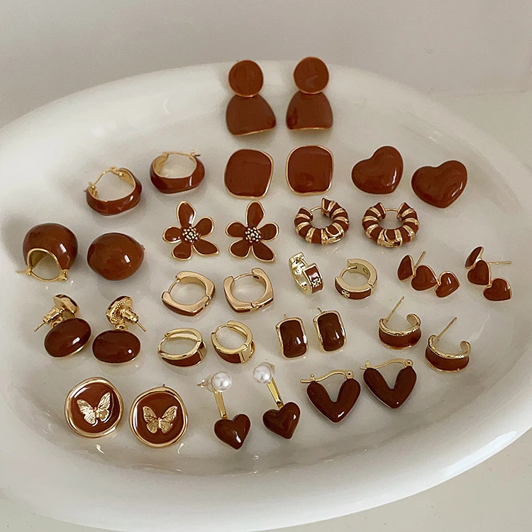 铜合金耳饰 小众设计感轻奢冷淡风耳环直播间扣号下单