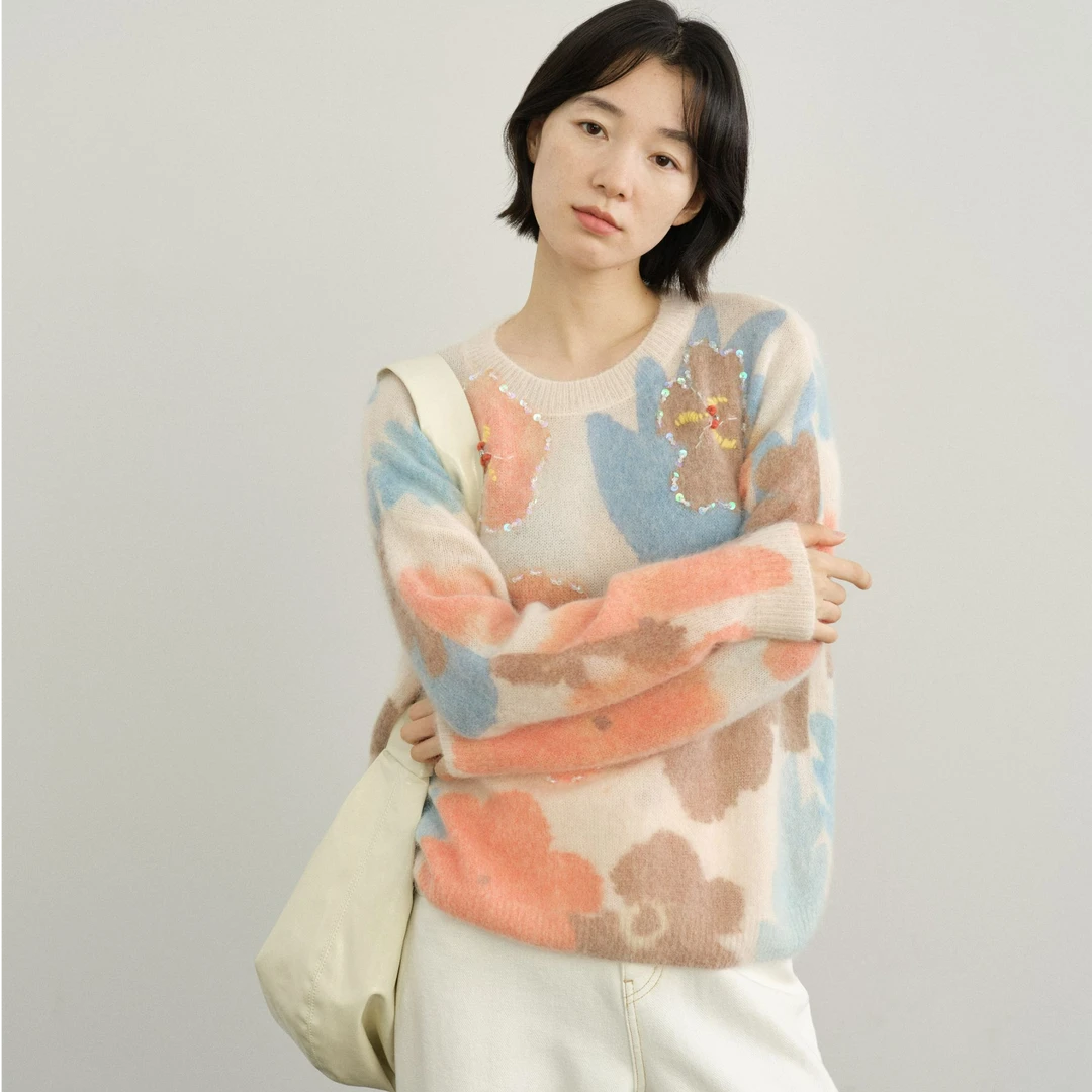 orange desire 2024秋季新品彩色宽松百搭薄款毛衣OD2DWKZY011