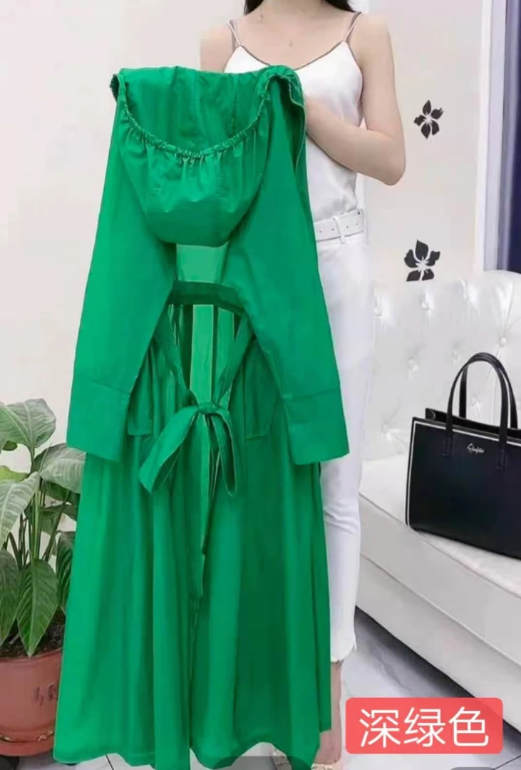 高档开衫长袖连帽拉链薄款纯色防晒衣中长款时尚洋气防紫外线