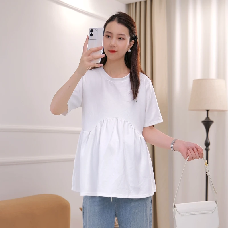 孕妇夏装新款时尚上衣韩版减龄设计感显瘦洋气宽松孕婦装短袖T恤