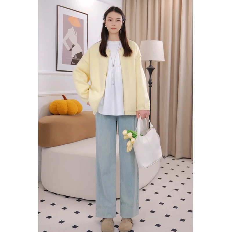 孕妇牛仔裤2024秋冬新款时尚百搭外穿加绒加厚无托腹九分直筒裤子