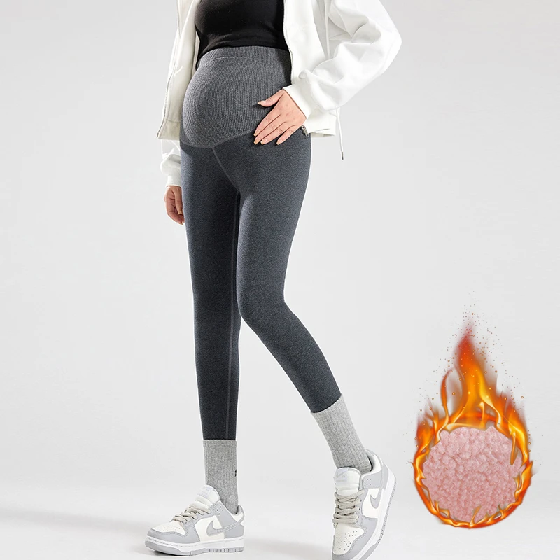 孕妇装2023秋冬新款韩版时尚外穿保暖加绒加厚孕妇托腹打底裤子