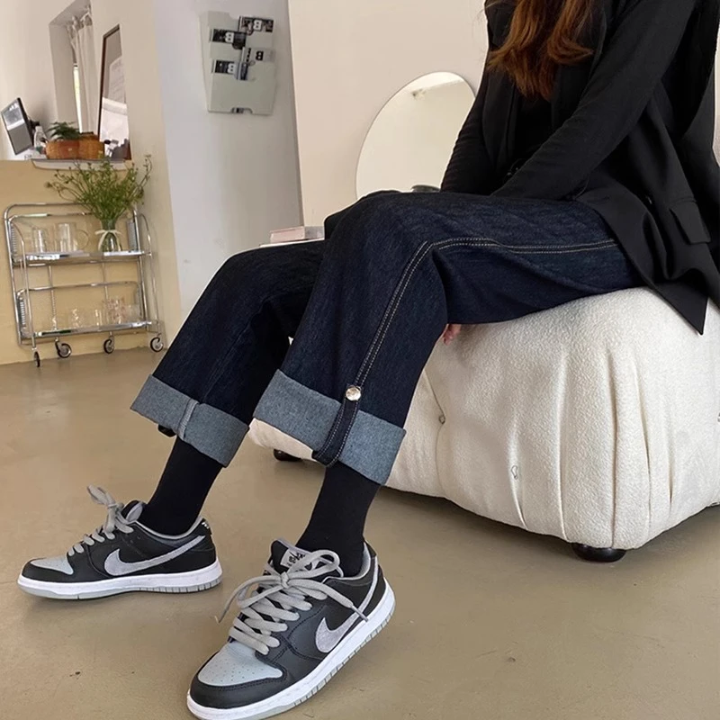 孕妇牛仔裤2024春秋款韩版休闲宽松外穿直筒托腹阔腿长裤