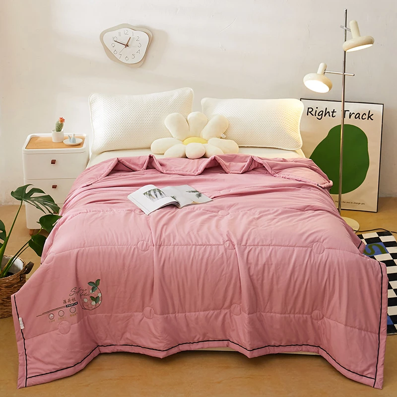 新款单双人空调被可水洗棉被薄款纯色薄被子薄荷夏凉被夏季驱蚊被