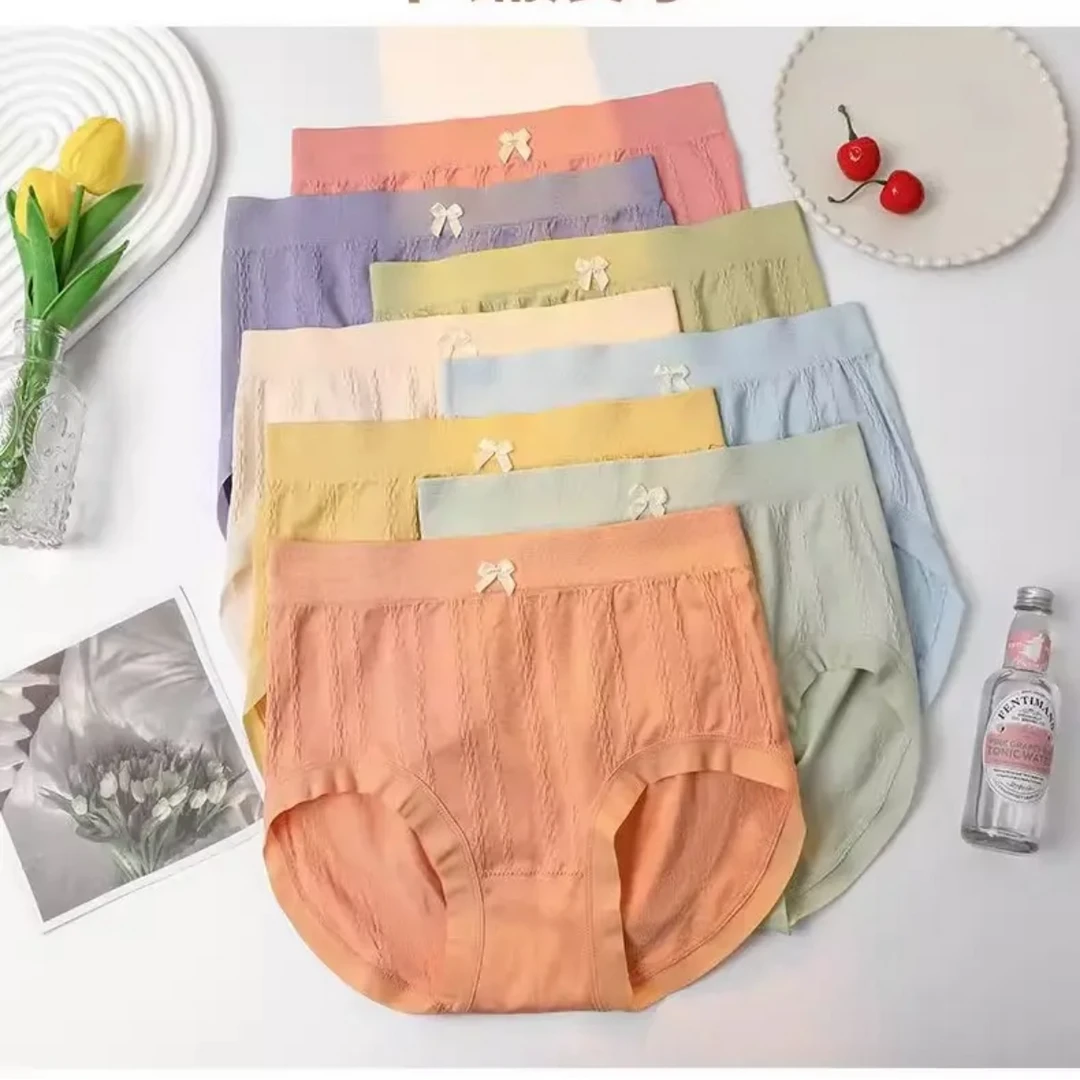 【试穿一条】15条薄款内裤中腰艾叶女士底裤蝴蝶结颜色随机