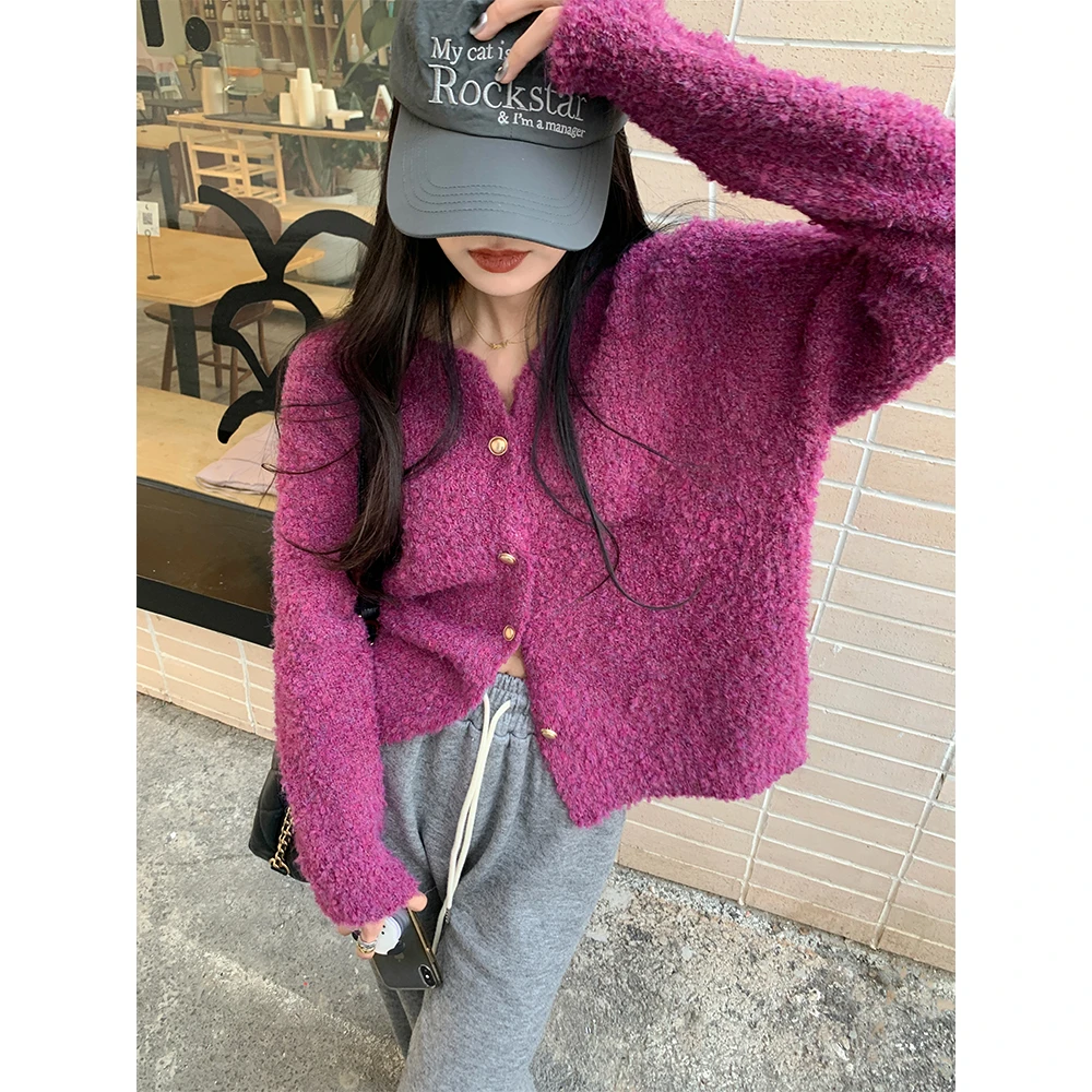 秋新款V领ins针织开衫女温柔慵懒宽松时尚毛衣外套显瘦复古学院风
