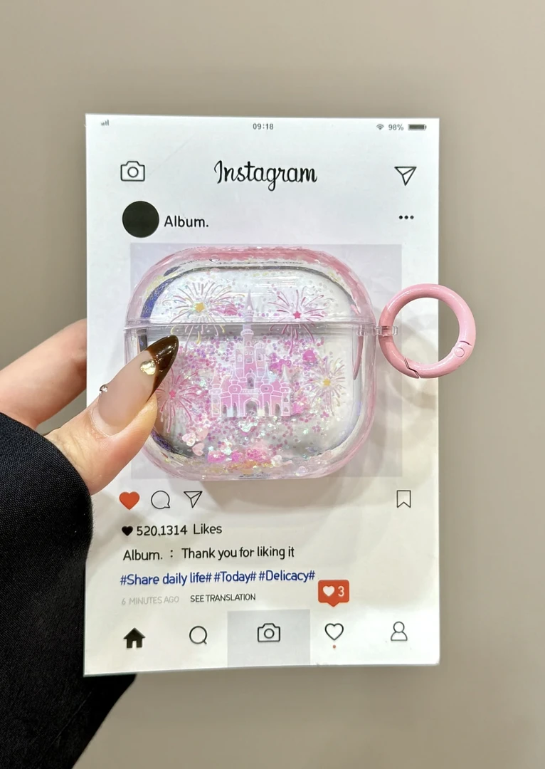 酷趣ins风流沙烟花城堡适用苹果airpods4圣诞耳机壳airpodspro3代